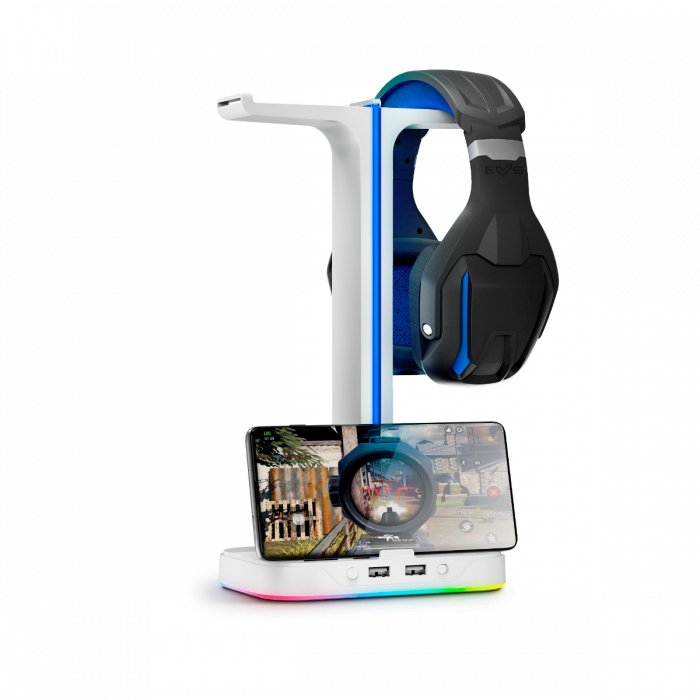 Soporte Auricular Energy Sistem Esg S3 Duo Rgb 2xusb Soporte Smartphone Dos Auriculares