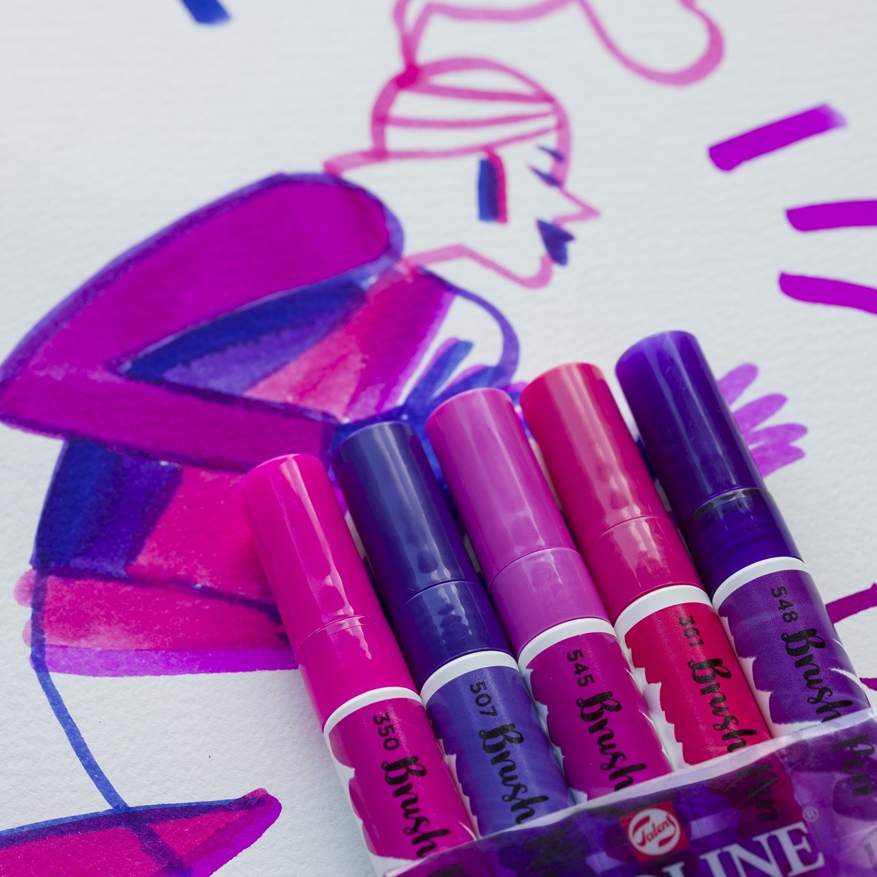 Talens Ecoline Rotuladores Brush Pen Punta Pincel Estuche De 5 Violeta