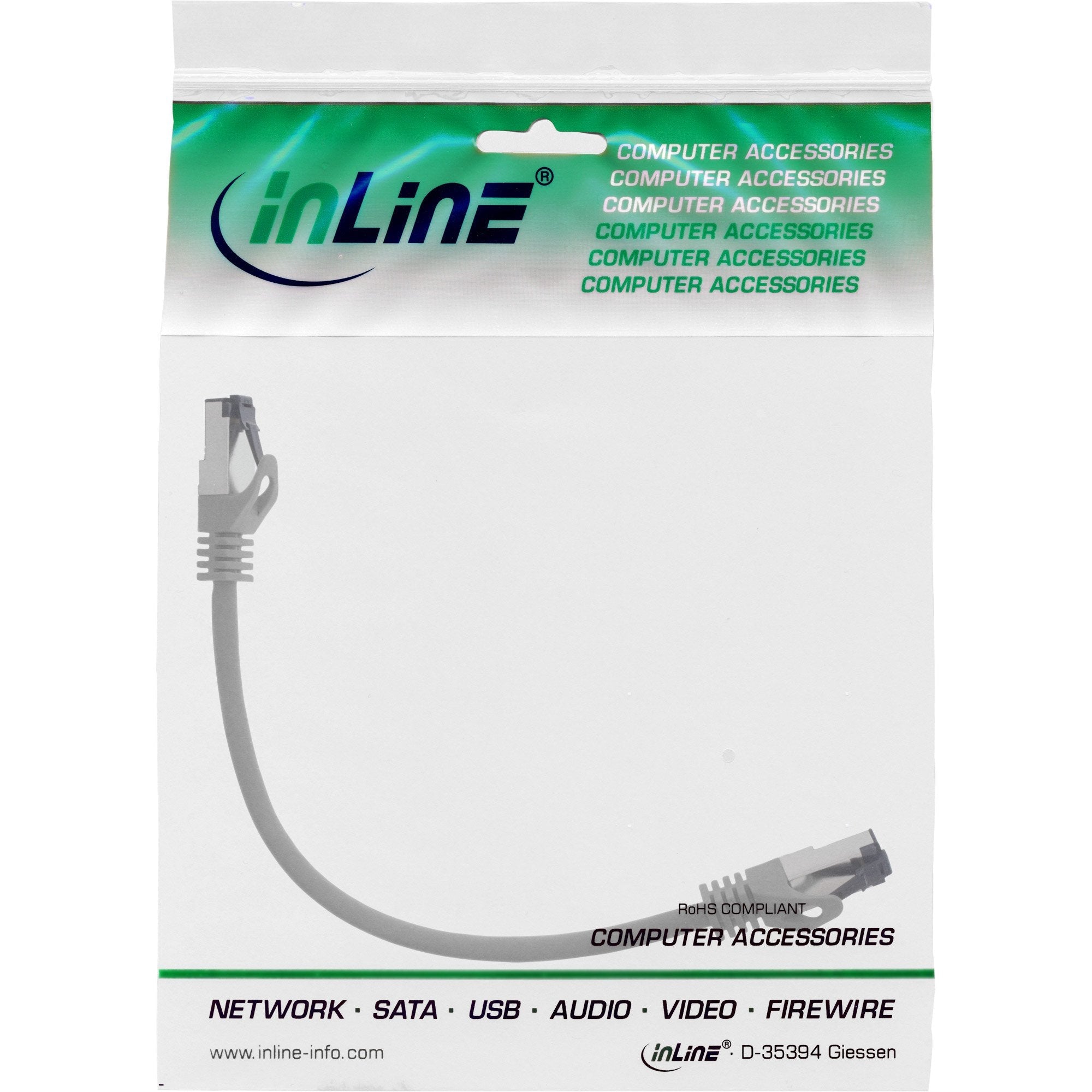 Cable De Red Inline S/Ftp Pimf Cat.8.1 Libre De Halógenos 2000mhz Gris 0,3m