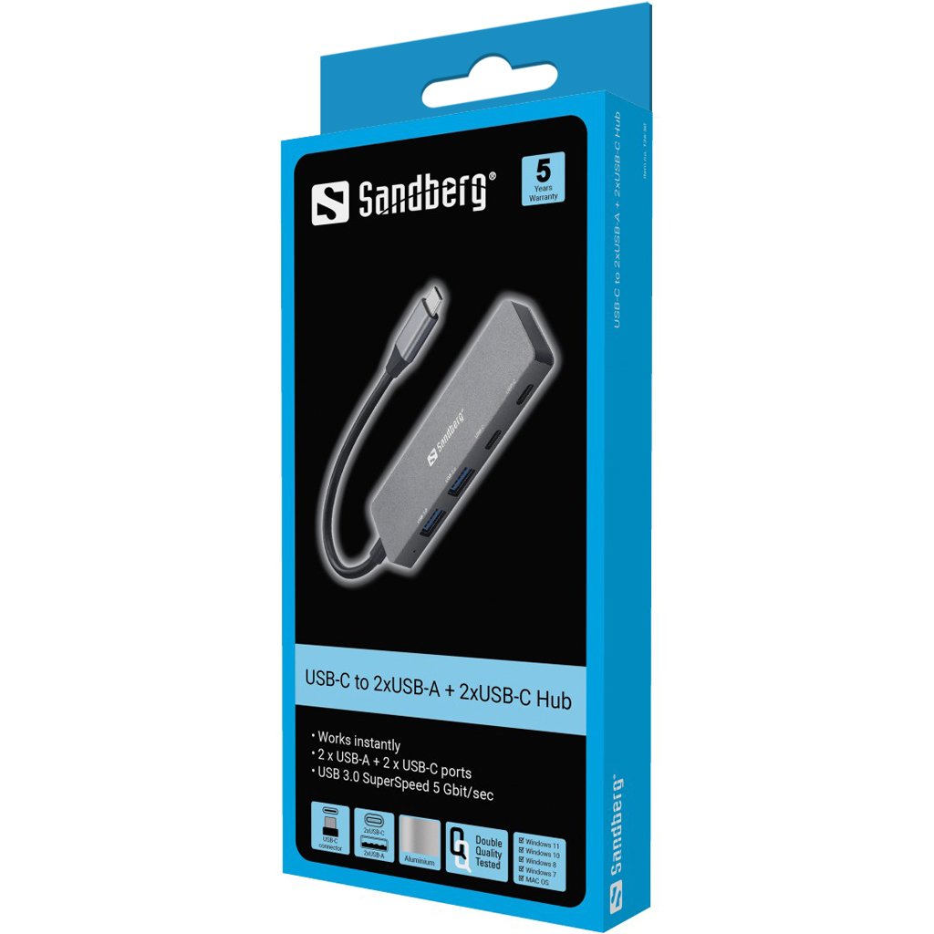 EAN 5705730136504 - Sandberg 136-50 hub de interfaz USB Tipo C 5000 Mbit/s Gris imagen 3