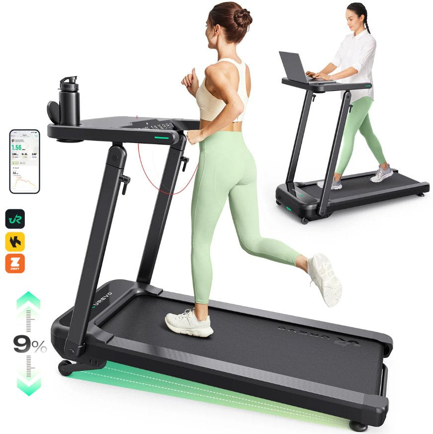 Cinta De Correr Con Mesa De Trabajo Y Ejercicio Incorporada Urevo Foldi 3s