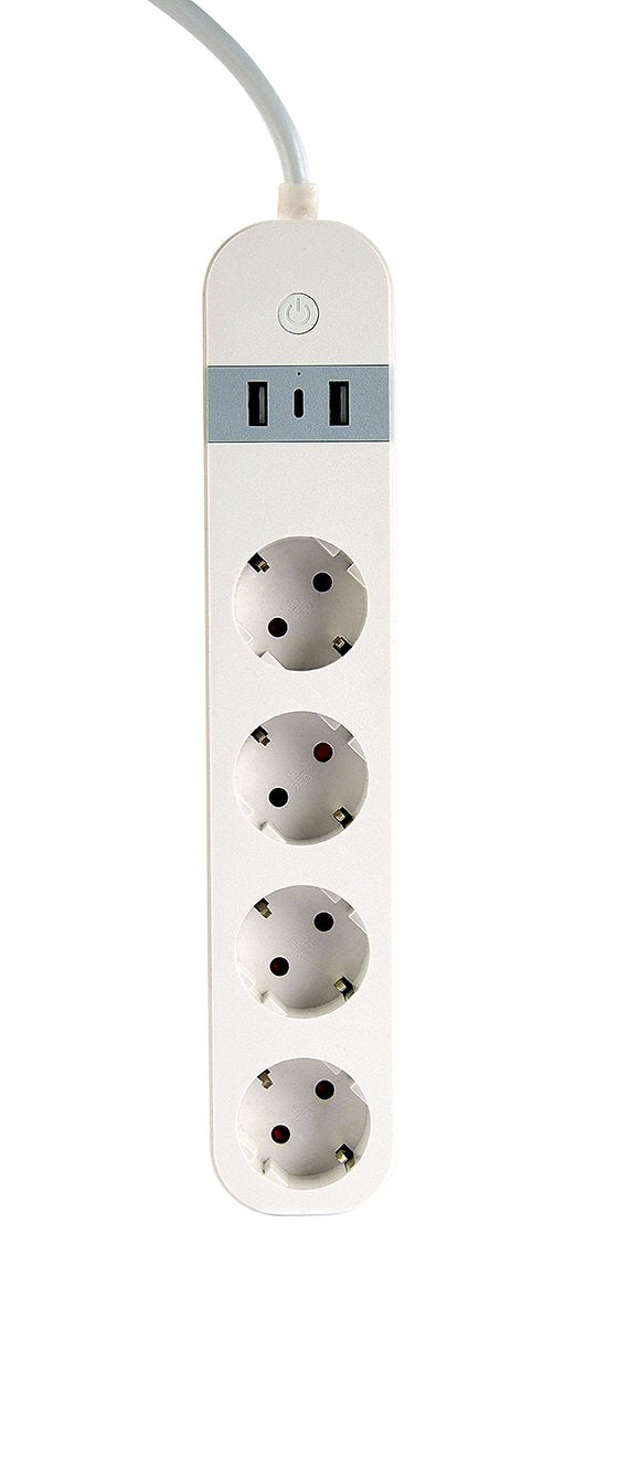 EAN 8716309128506 - Gembird TSL-PS-S4U-01-W regleta inteligente 4 salidas AC Tipo E 1,5 m 3 3880 W Blanco imagen 1