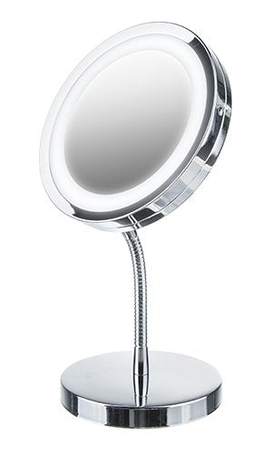 Espejo Adler Ad 2159, 4 Pilas Aaa, Iluminación Led, Diámetro 15 Cm, Cromado