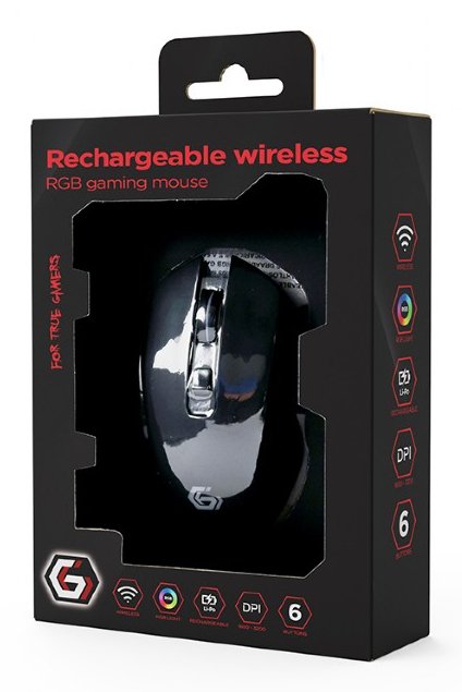 Raton Gaming Gembird Rgb Inalambrico Recargable De 6 Botones "Firebolt" Negro