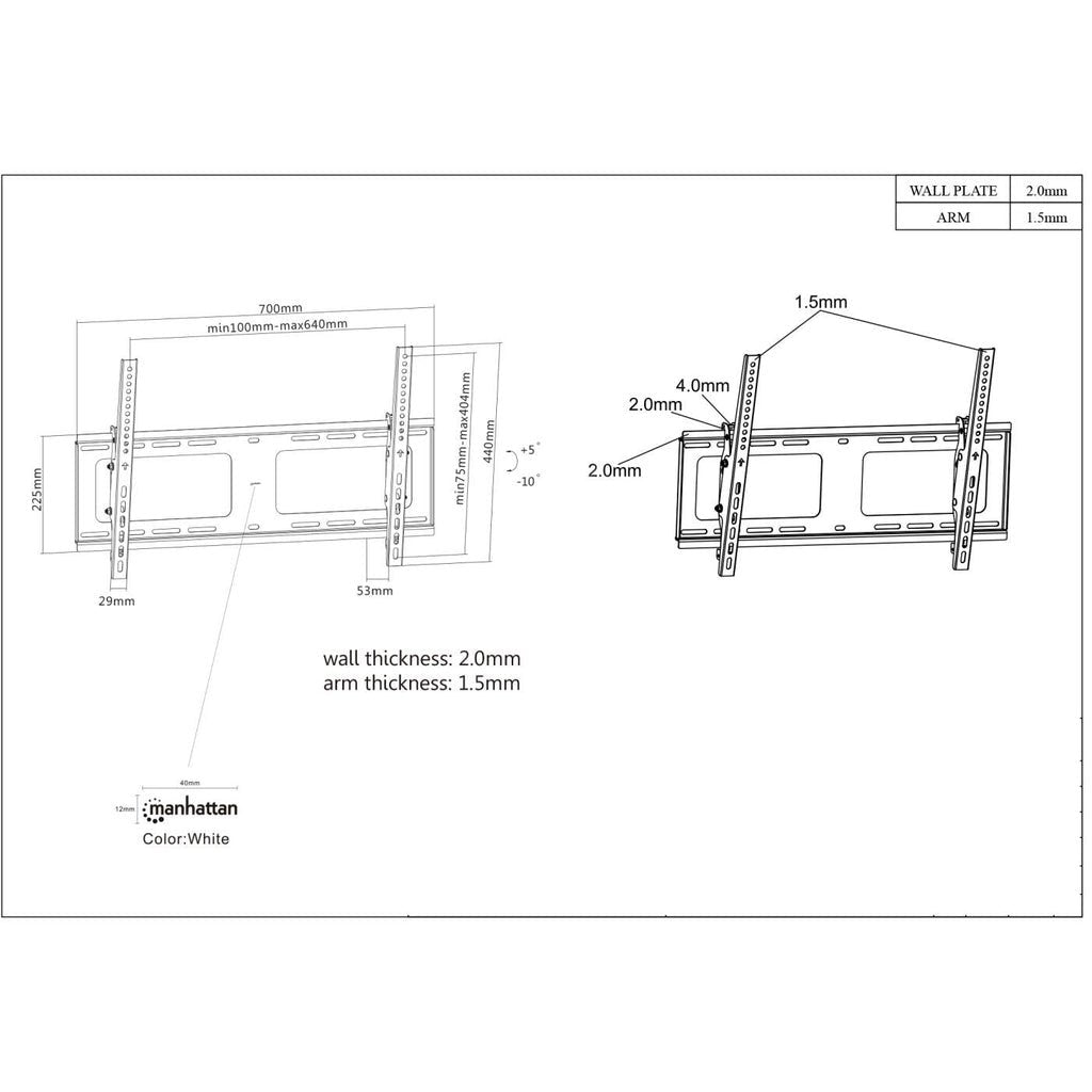 Manhattan Soporte Para Tv, De Pared, Con Inclinación, 37" A 80" Máximo 80 Kg