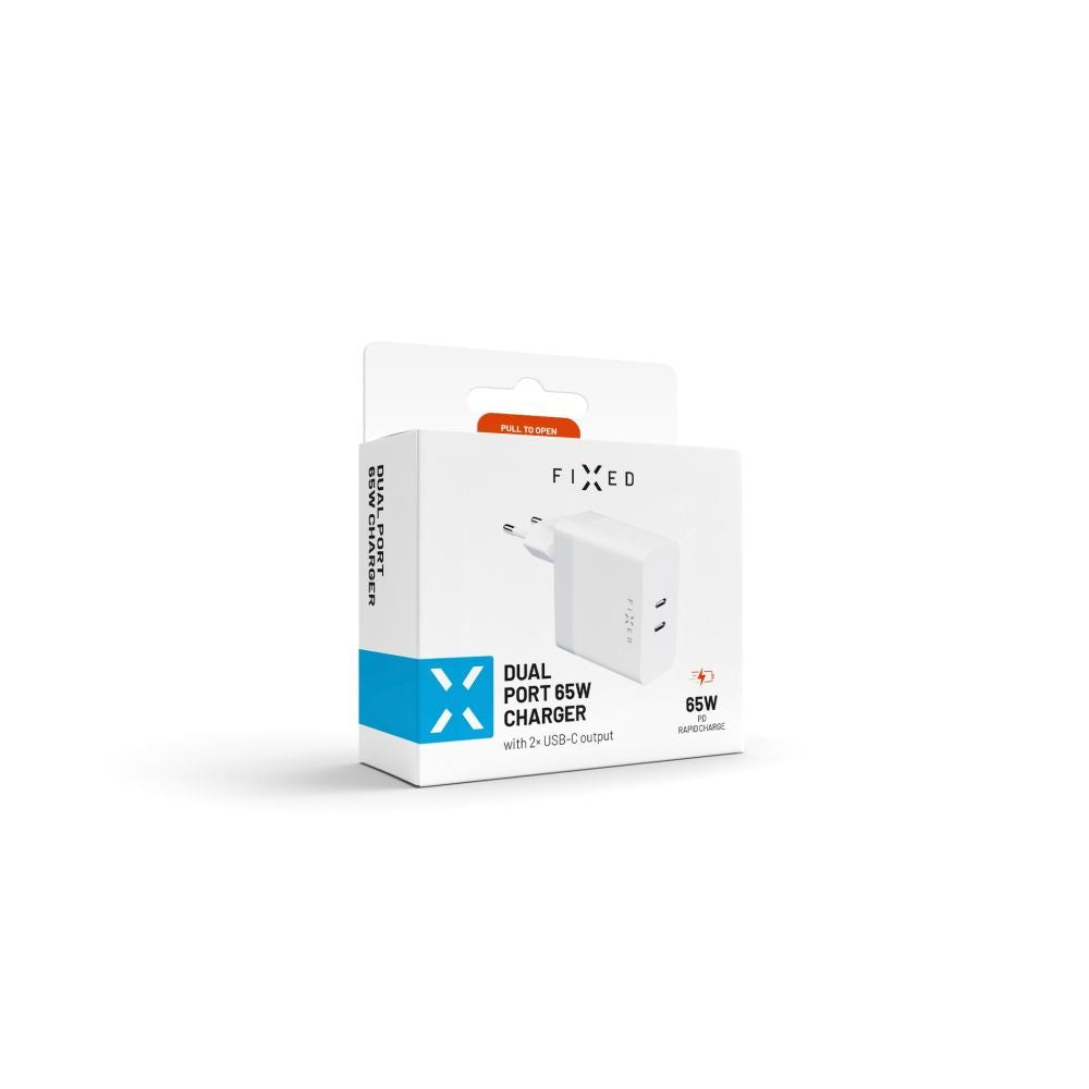 Cargador De Red Fijo Doble Usb-C Soporte Pd 65w Blanco