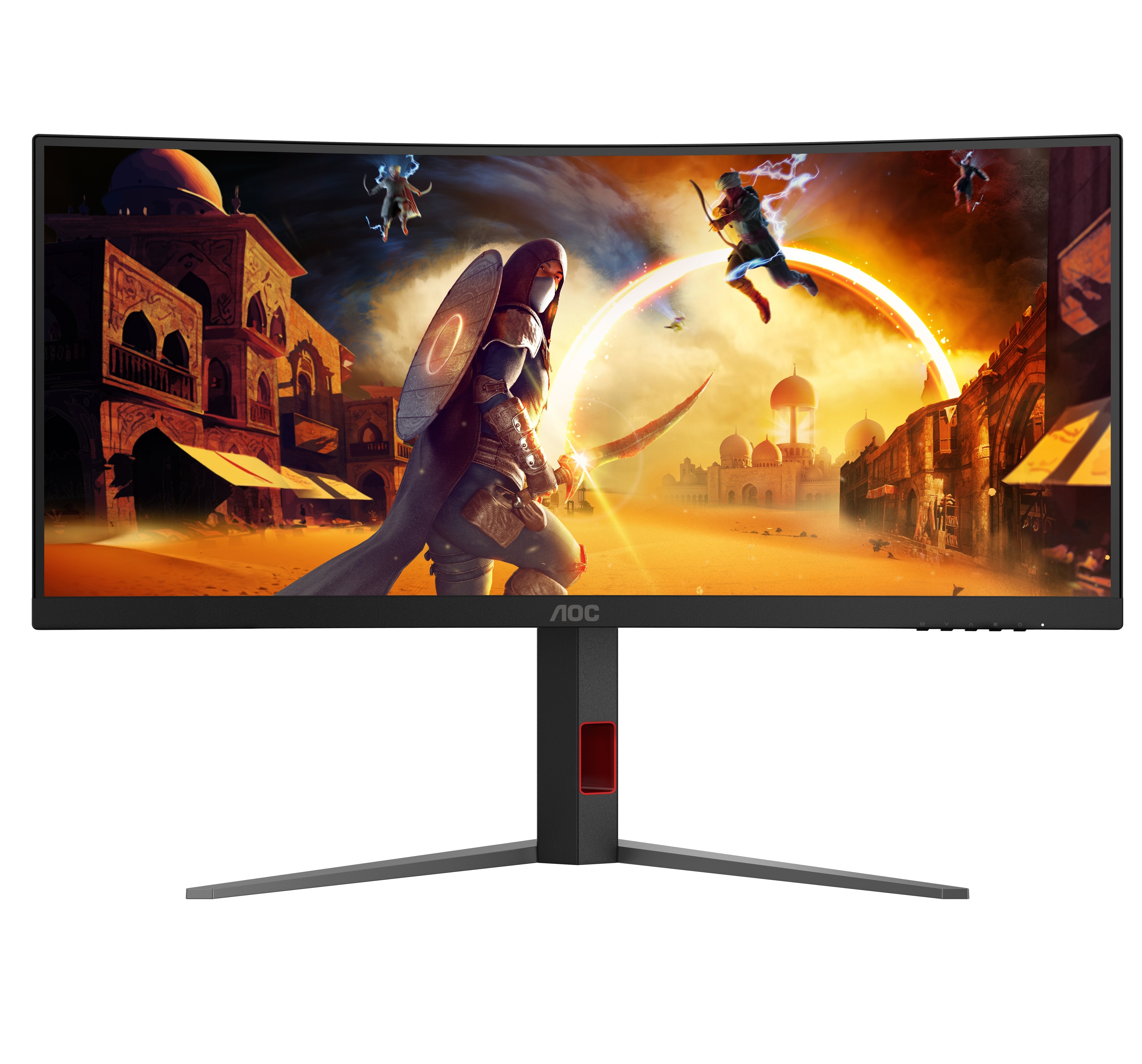 Monitor Aoc G4 Cu34g4z  34" 3440 X 1440 Pixeles Wide Quad Hd Led Negro, Rojo