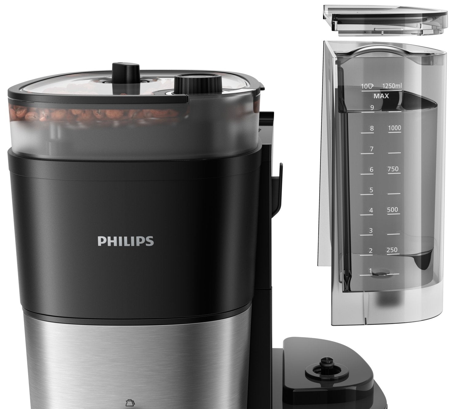 Philips All-In-1 Brew Hd7888/01 (Negro/Edelstahl, Mit Mahlwerk, 1000 Watt, 10 Tassen) Hd7888/01