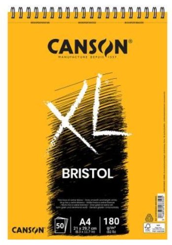 Canson Album Espiral Xl Bristol Extraliso De 50 Hojas - 21x29.7 - 180gr - Color Blanco