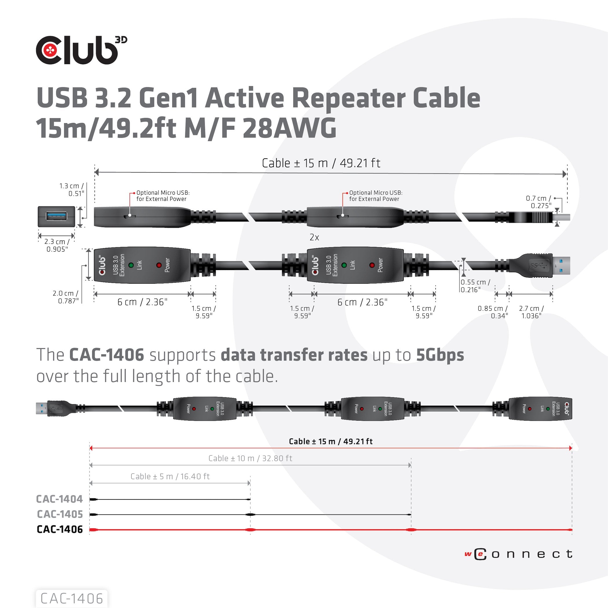 EAN 8719214471798 - CLUB3D CAC-1406 cable USB USB 3.2 Gen 1 (3.1 Gen 1) 15 m USB A Negro imagen 5