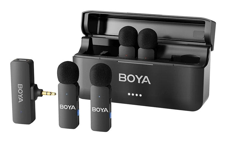 Boya Microphone Wireless By-V4 2.4ghz With 4 Transmitters And 1 Receiver (3.5mm Connector) Black Eu