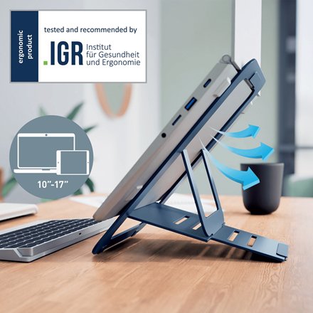 Leitz Ergo Laptopstnder,Gris Oscuro Ultraflach, Regulable En Altura