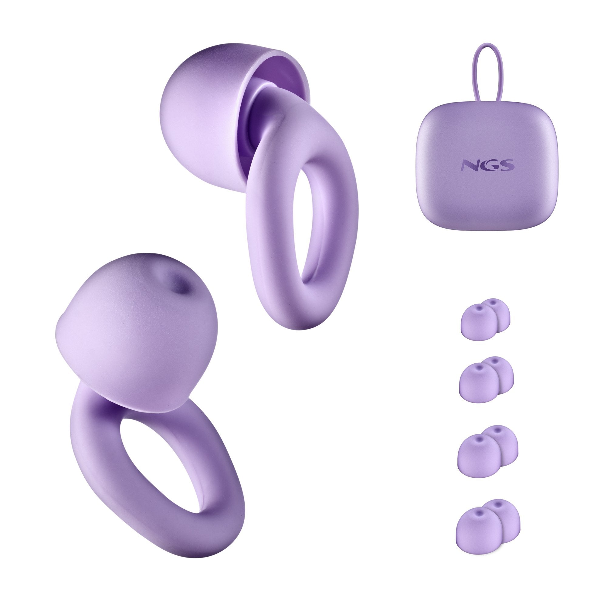 Tapones De Silicona Ngs Para Los Oidos Incluye Funda Y 4 Almohadillas Purple