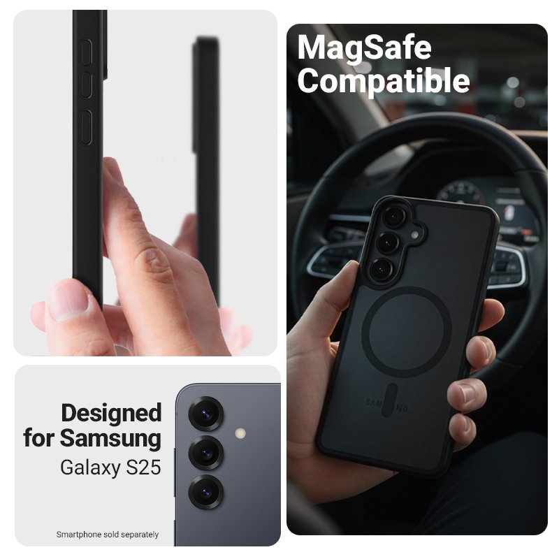 Etui Hybrid Matte Magnetic - Magsafe Samsung Galaxy S25 Czarne