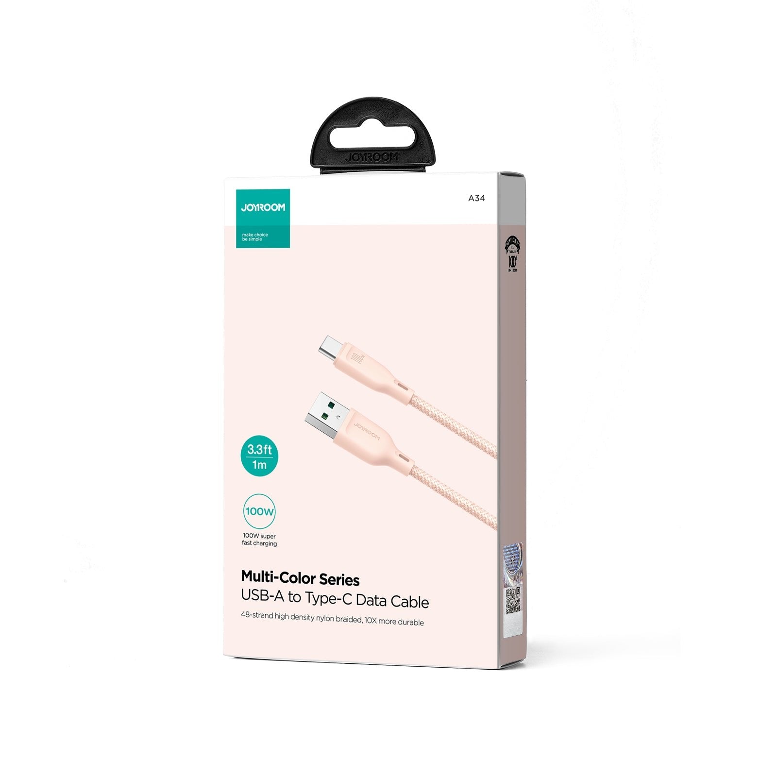 EAN 6941237110411 - JOYROOM 6941237110411 cable USB 1 m USB C 0,48 Gbit/s 100 W Rosa imagen 2