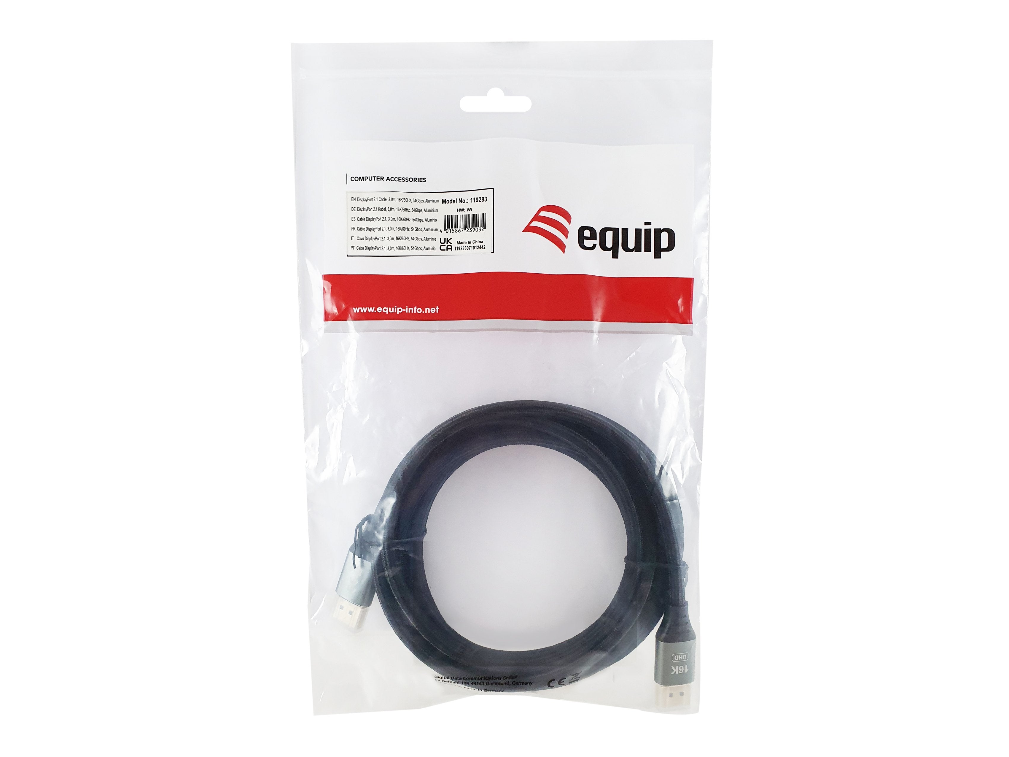 Equip Displayport 2.1 M M 3.00m16k 60hz Komp.Hdcp Alum. Gr
