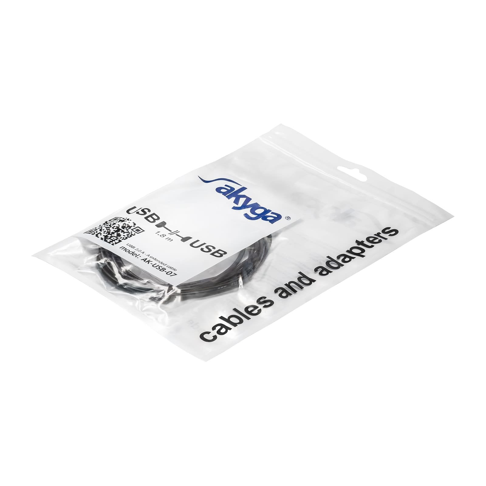 Extension Cord Akyga Ak-Usb-07 (Usb M - Usb 2.0 F; 1,8 M; Black Color)
