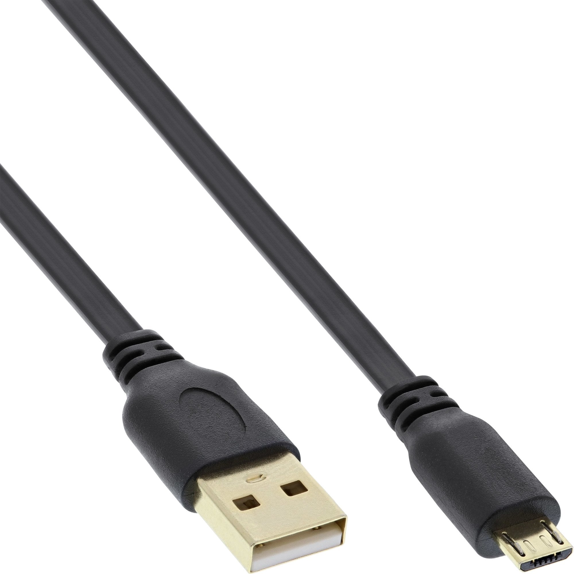 Inline Micro Usb 2.0 Cable Plano Usb A A Micro-B Negro / Dorado 0,3m