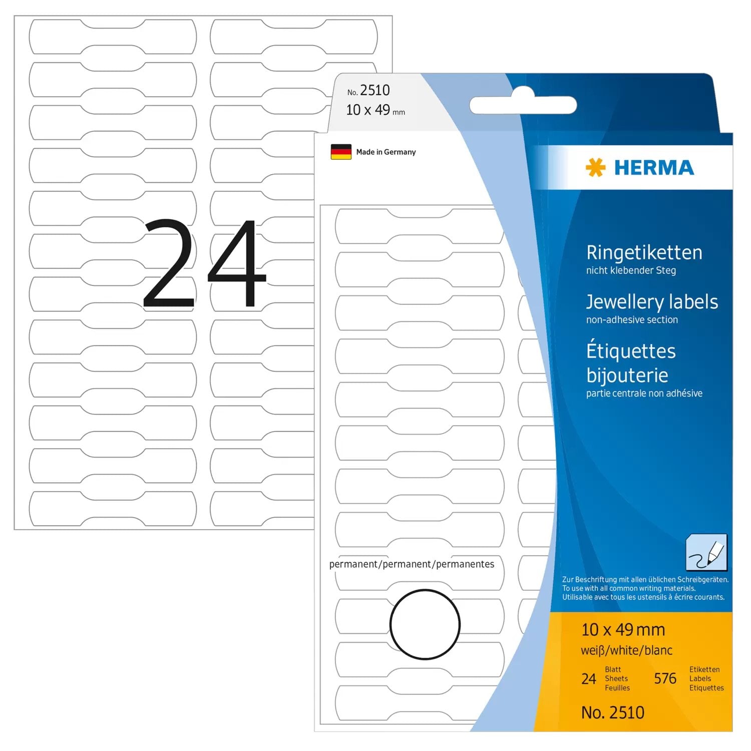 EAN 4008705025102 - HERMA 2510 etiqueta autoadhesiva Blanco 600 pieza(s) imagen 1