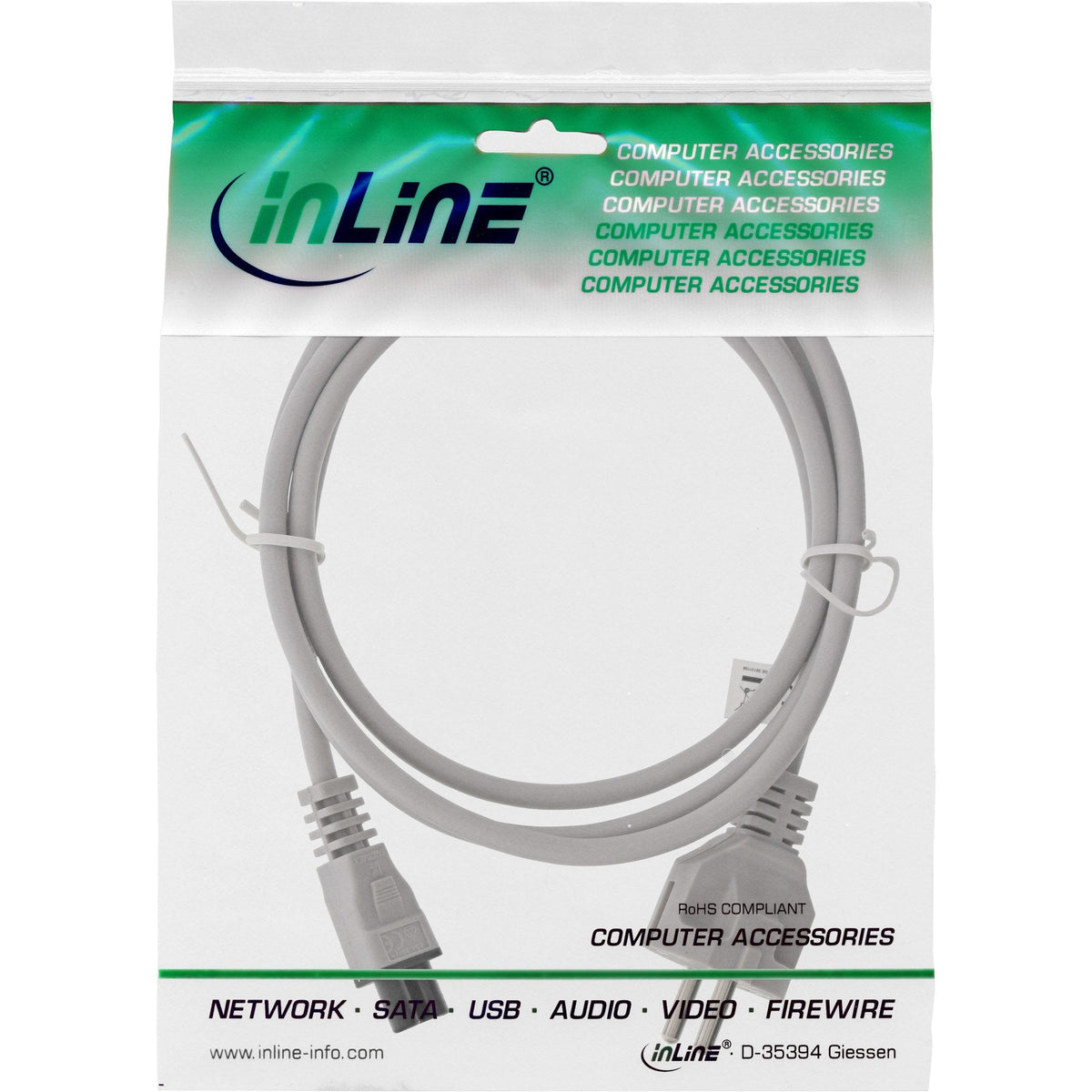 Cable De Alimentación Inline Tipo F A Enchufe De Portátil "Mikey Mouse" Gris 1,8 M