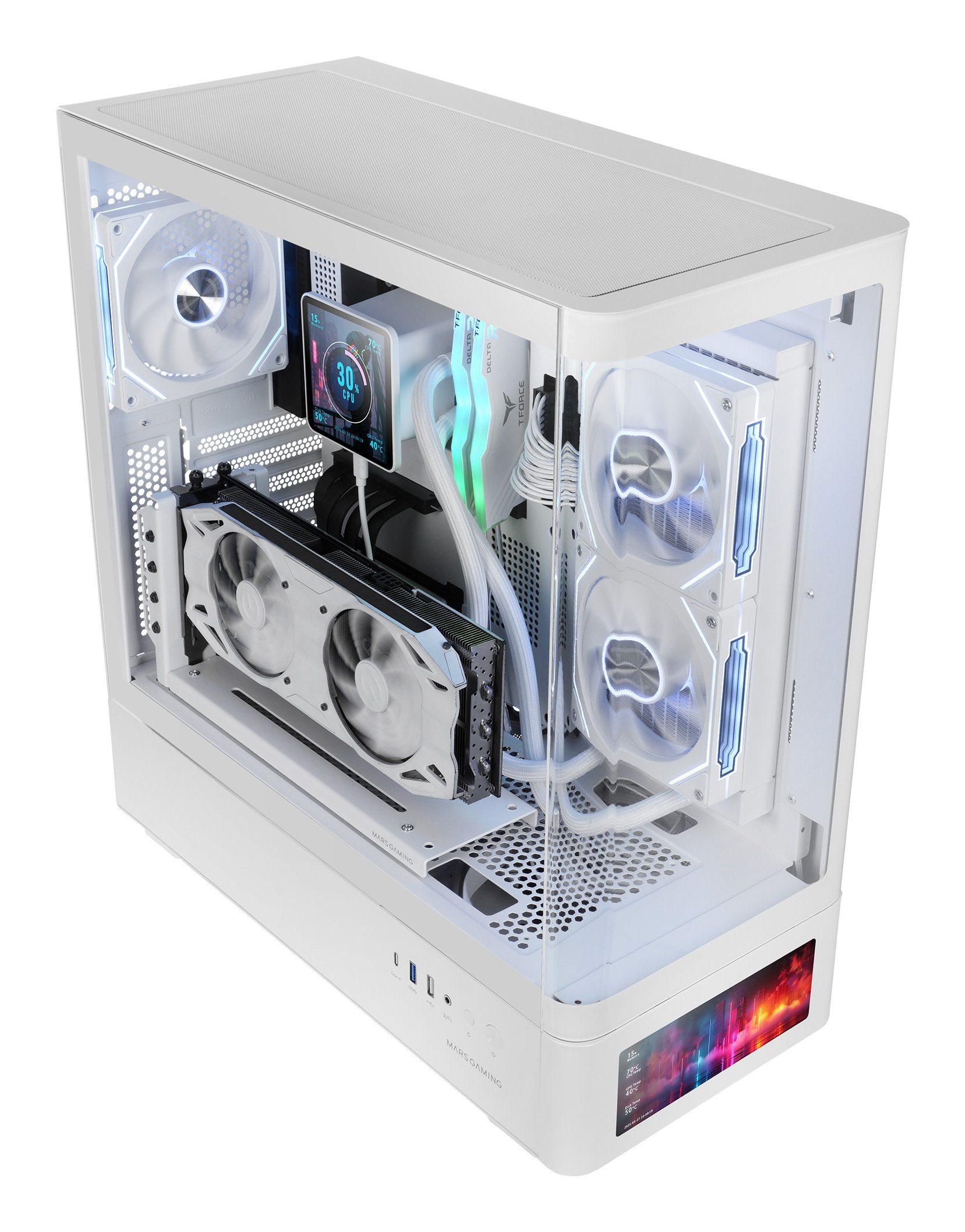 EAN 8435693112716 - Mars Gaming MCLCDPROW carcasa de ordenador Midi Tower Blanco imagen 2