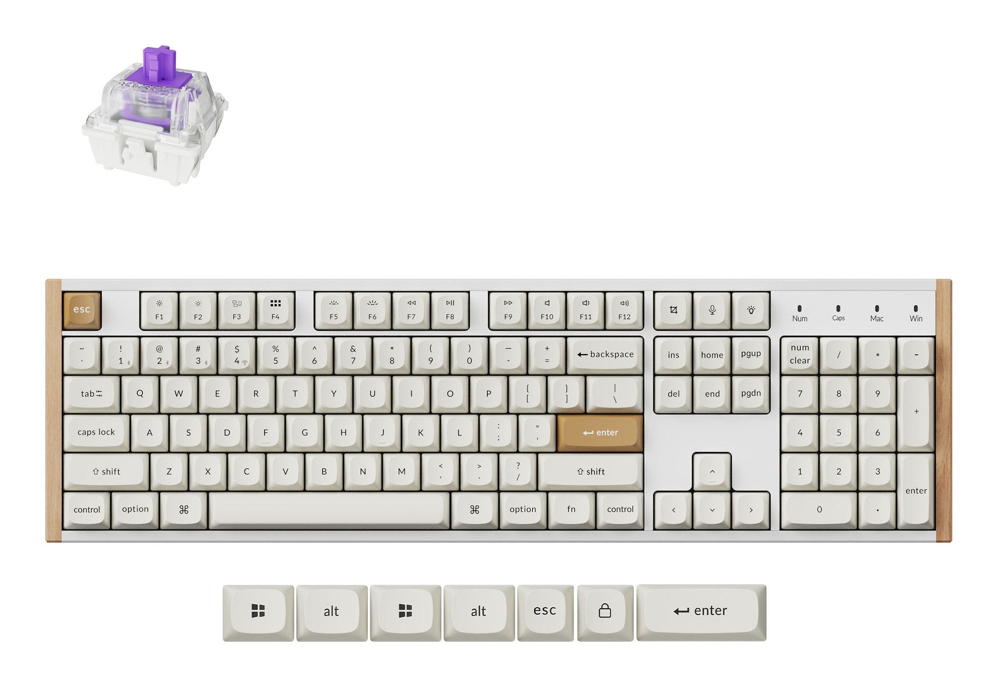 EAN 4894979016829 - Keychron K10 HE teclado Juego USB + RF Wireless + Bluetooth QWERTY Inglés Blanco, Madera imagen 1