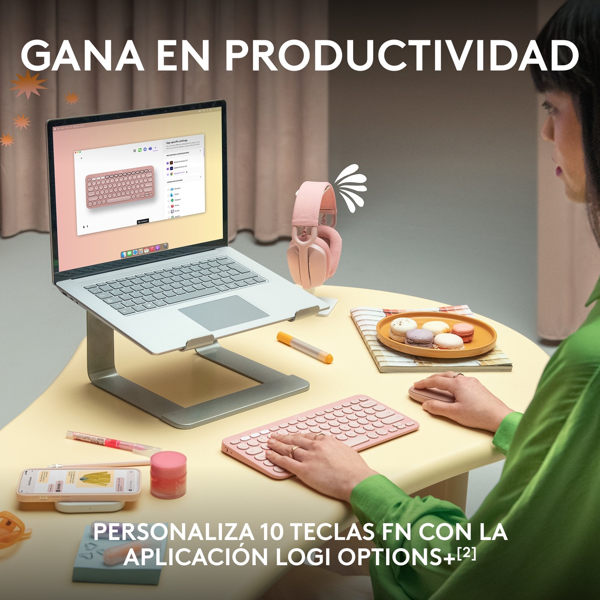 Teclado  Español Logitech Pebble Keys 2 K380s Rf Wireless + Bluetooth Qwerty Rosa