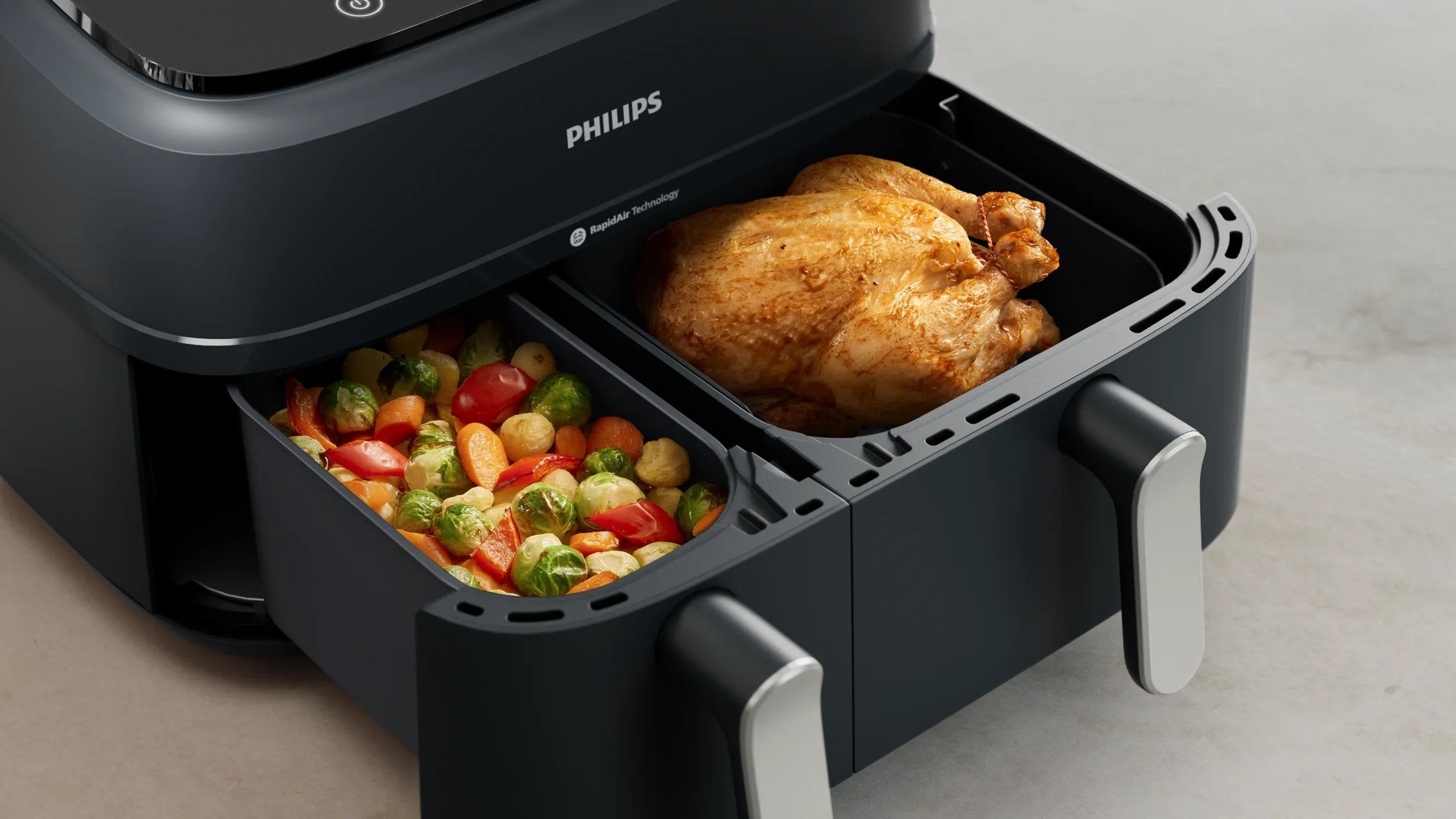 EAN 8720389033001 - Philips 3000 series NA351/00 freidora Doble 9 L Independiente 2750 W Freidora de aire caliente Gris imagen 4