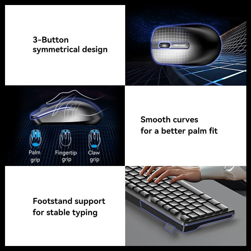 Wireless Full-Sized Keyboard Anwrls D Mouse Combo With Mouse Pad Bla
