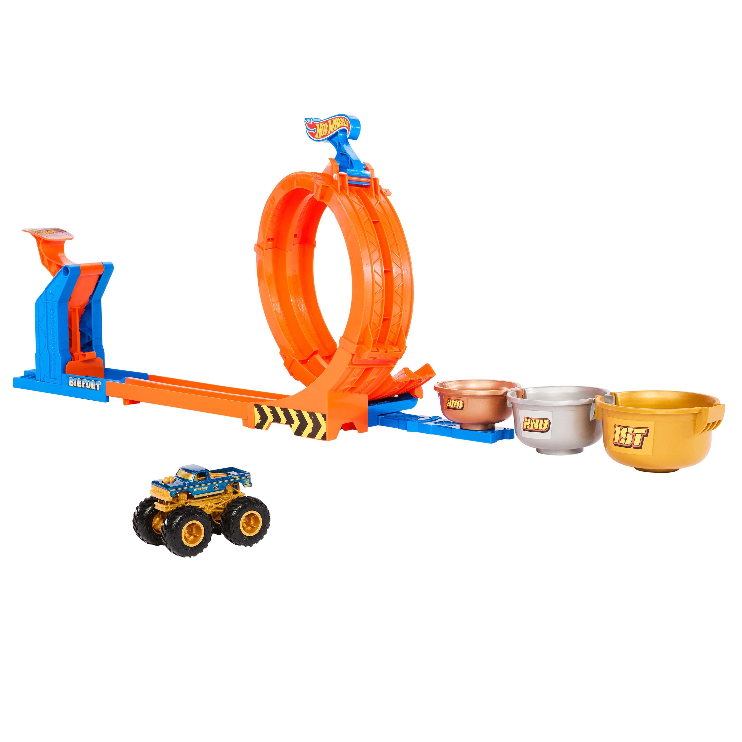 Hot Wheels Hot Wheels Monster Trucks Desafío Loop & Flip 2 En 1, Pista De Carreras   Jbx64