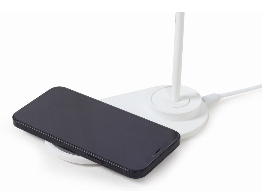 Lampara Led + Cargador Wireless Smartphone 10w, Blanco Y Negro