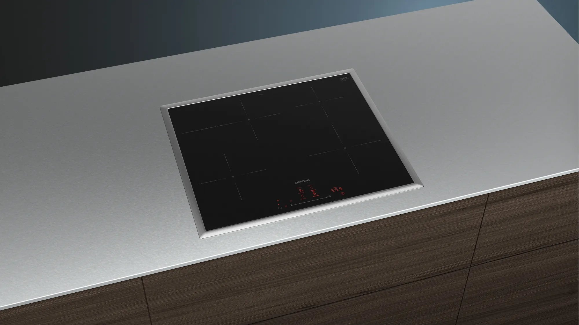 Siemens Eh645hfb1e Iq300, Placa De Cocina Independiente Negra/Acero Inoxidable, 60 Cm, Home Connect Eh645hfb1e