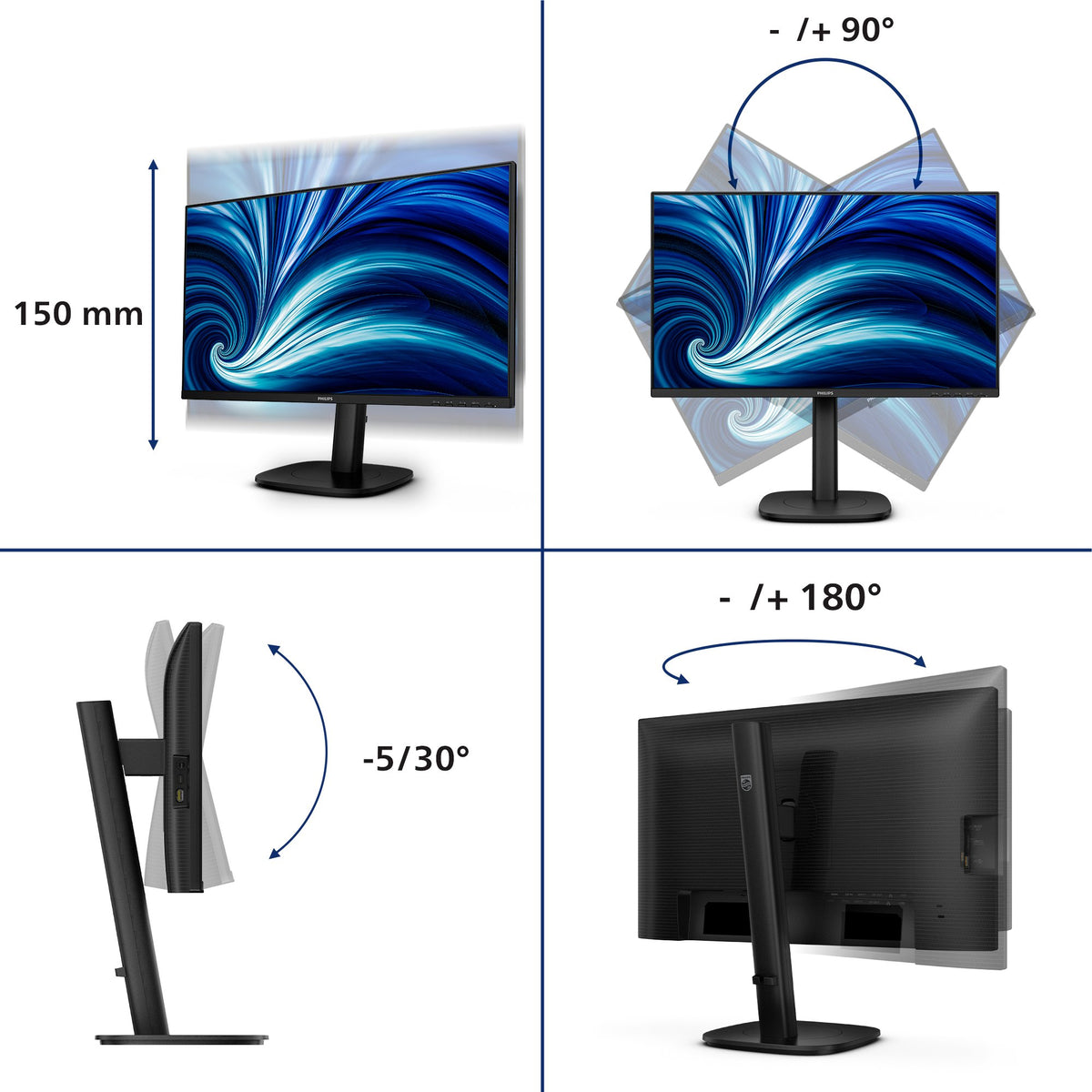 EAN 8721038006414 - Philips 24B2U3601 pantalla para PC 60,5 cm (23.8") 2560 x 1440 Pixeles Quad HD LCD Negro imagen 4