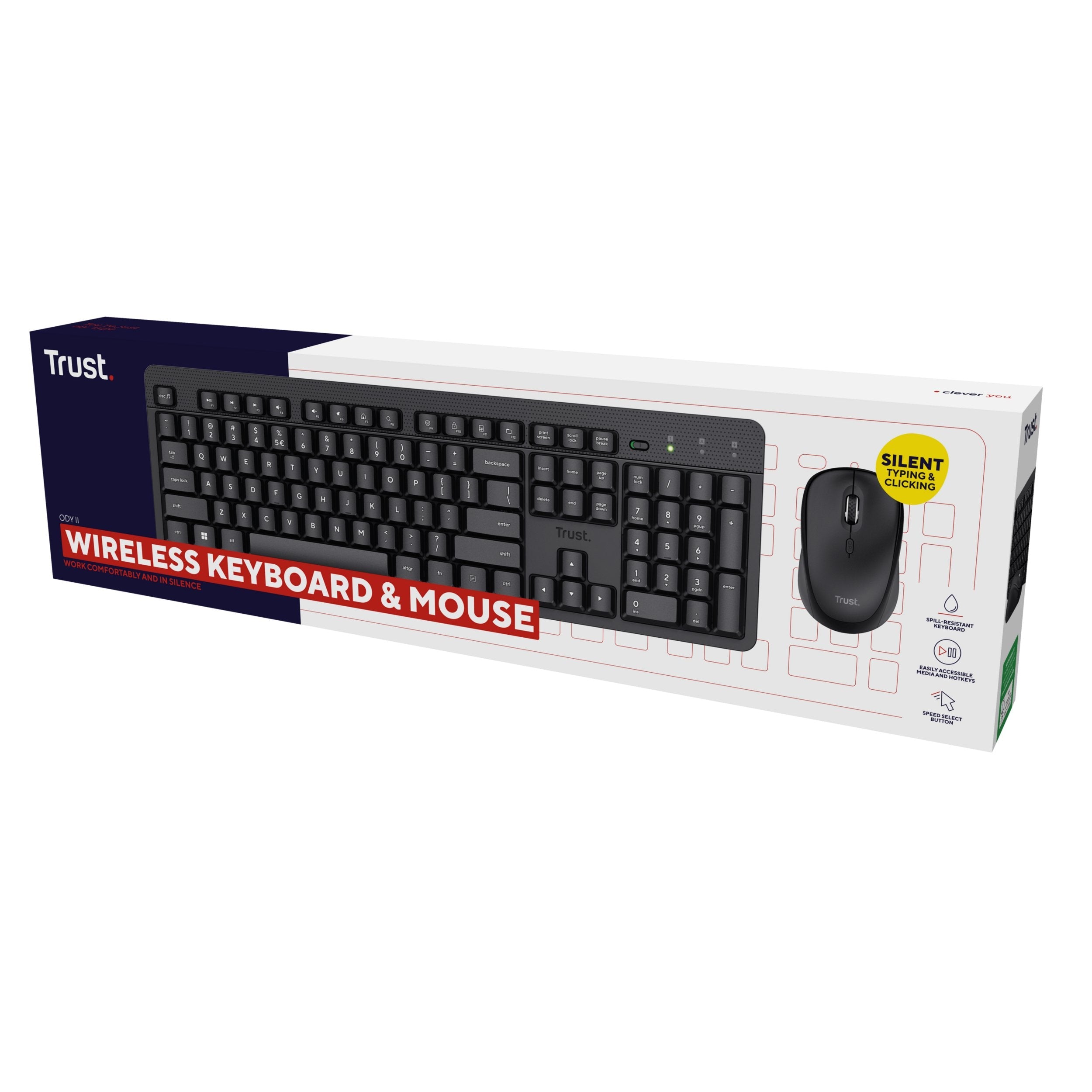 Keyboard +Mouse Odyii Wrl Opt./Eng 25018 Trust