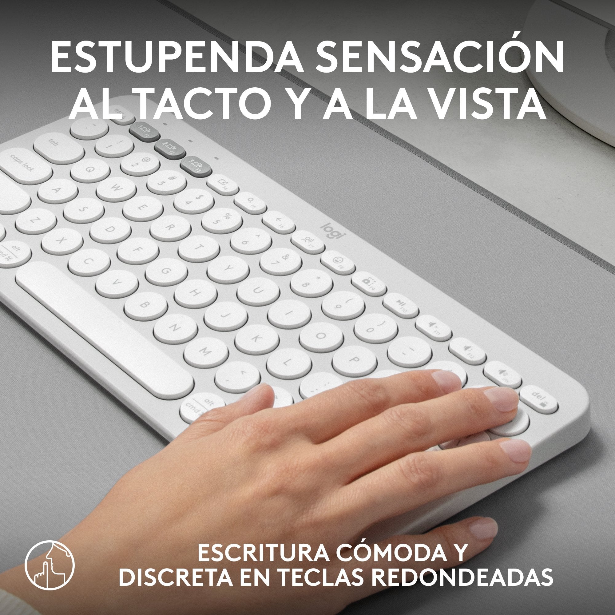 Teclado Logitech Pebble Keys 2 K380s Rf Wireless + Bluetooth Qwerty  Blanco Español