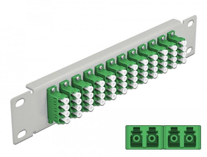 Delock 66797 Panel De Conexión De Fibra Óptica De 10" De 12 Puertos Lc Quad Verde 1u Gris