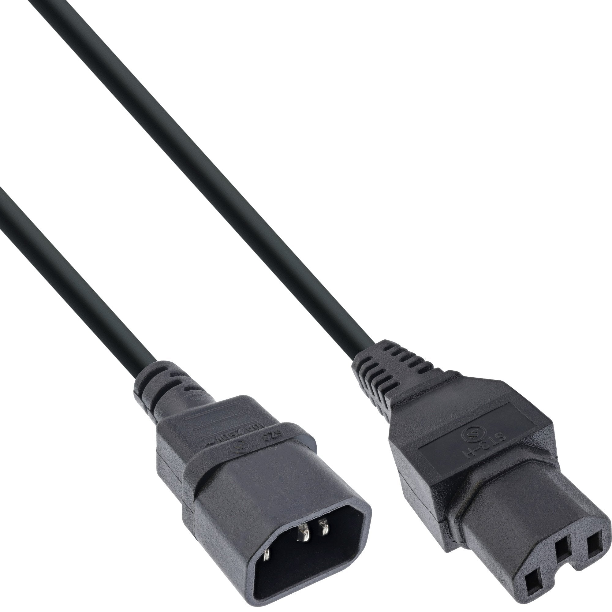 Extensión De Cable De Alimentación Inline, Conector Para Condiciones Calientes Iec-C15 Recto A Iec-C14 Recto, 0,5 M, Negro