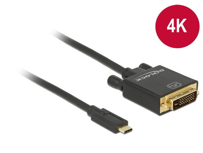 Usb C > Dvi 24+1 Stecker Dp-Alt Mode 4k 30 Hz 3 M Schwarz Delock