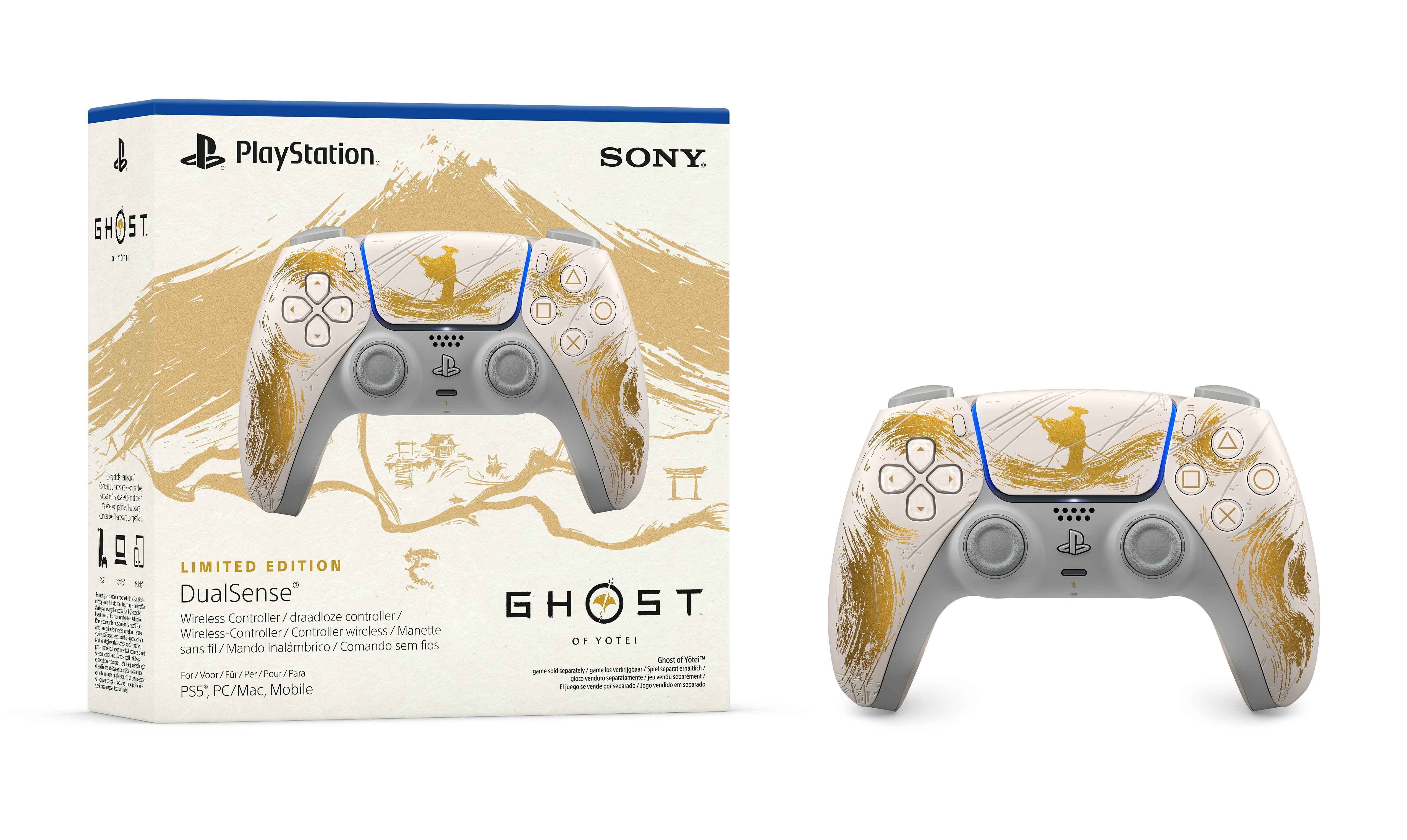 Sony Dualsense Ghost Of Yotei Limited Edition Oro, Blanco Bluetooth/Usb Gamepad Analógico/Digital Playstation 5