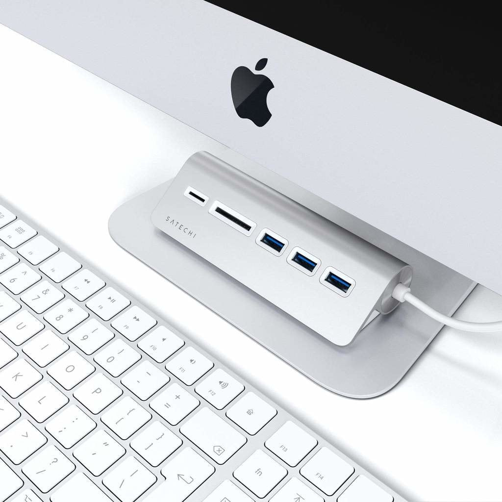 Satechi Aluminium Hub Combo Usb-C (3x Usb-A, Czytnik Kart Micro/Sd) (Srebrny)
