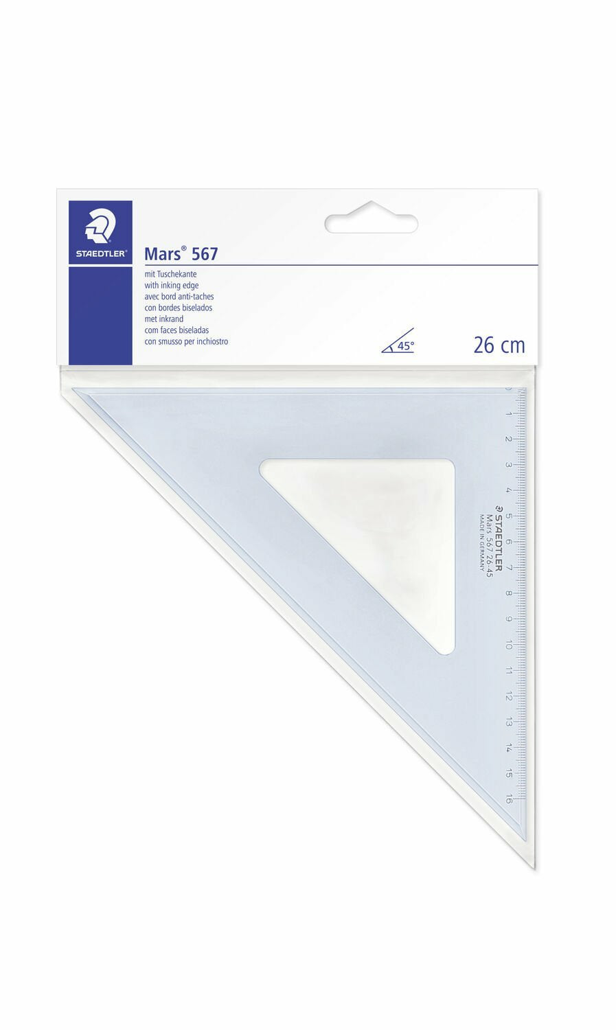 Staedtler Mars 567 Regla De Escritorio 260 Mm Plástico Azul, Transparente 1 Pieza(S)
