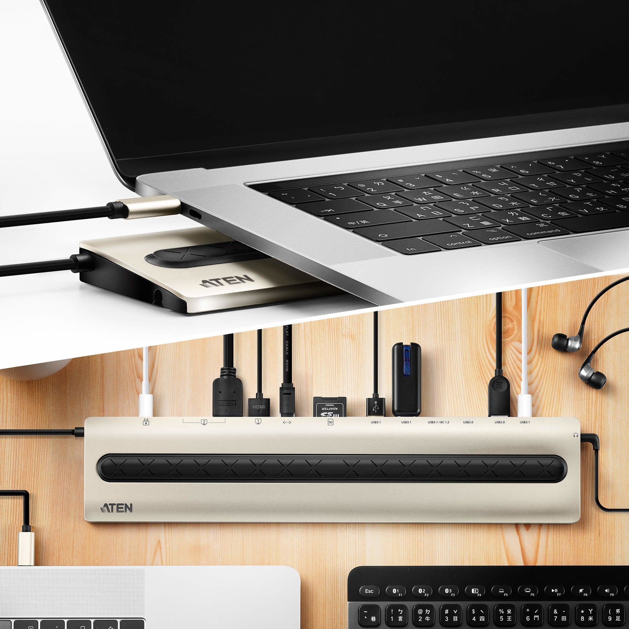 Aten Uh3237 Estación De Acoplamiento Multipuerto Usb-C Con Paso De Alimentación