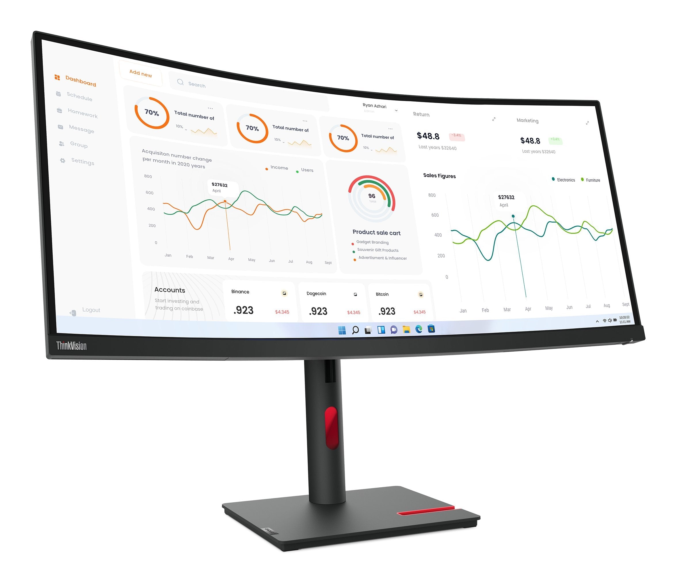 EAN 0196801194922 - Lenovo ThinkVision T34w-30 LED display 86,4 cm (34") 3440 x 1440 Pixeles Wide Quad HD Negro imagen 3