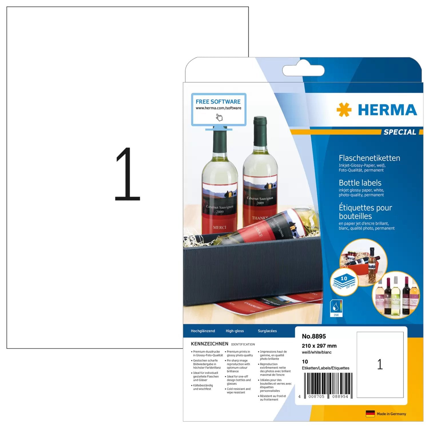 EAN 4008705088954 - HERMA 8895 etiqueta de impresora Blanco Etiqueta para impresora autoadhesiva imagen 1