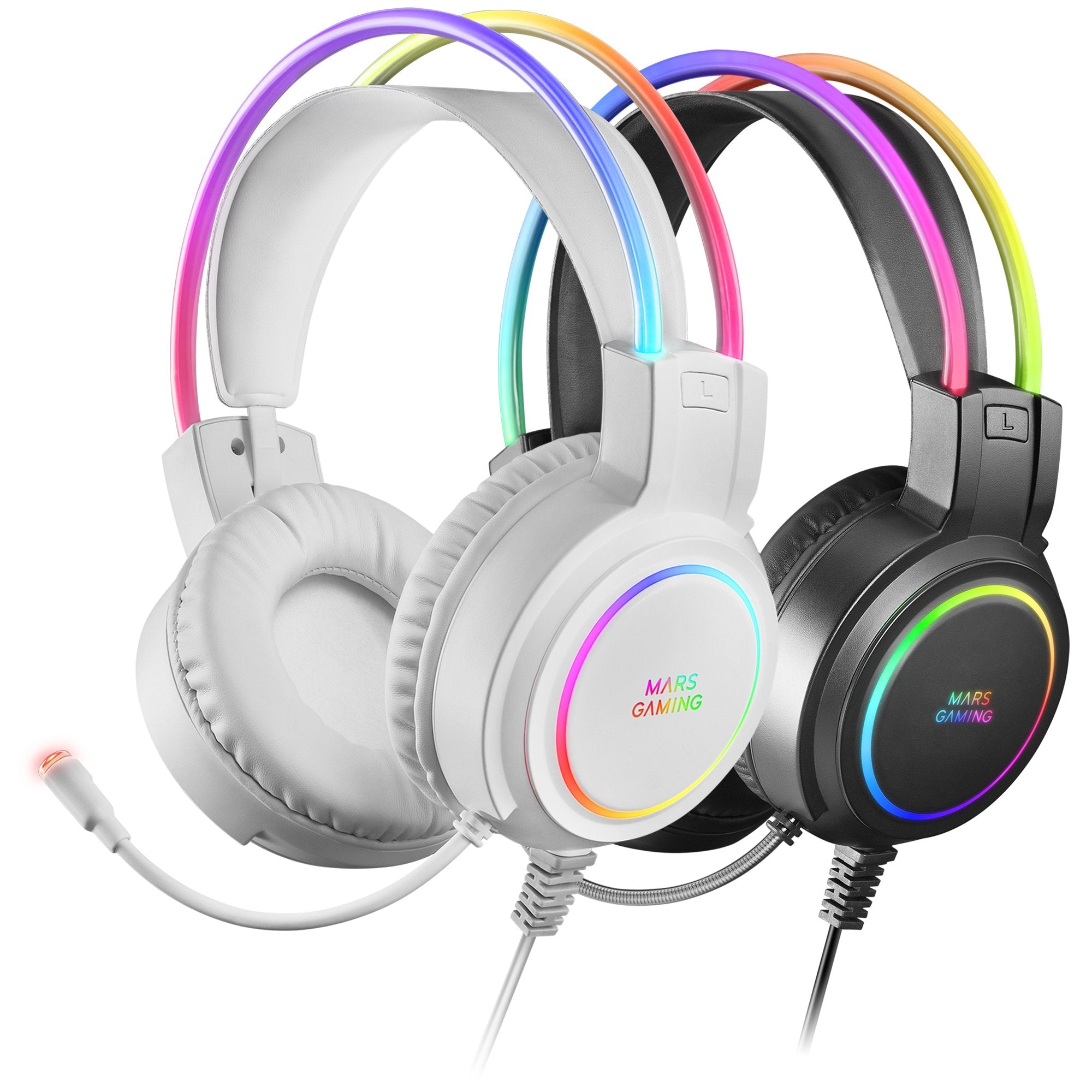 Auriculares Gaming Con Micrófono Mars Gaming Mhrgb Jack 3.5 Blancos