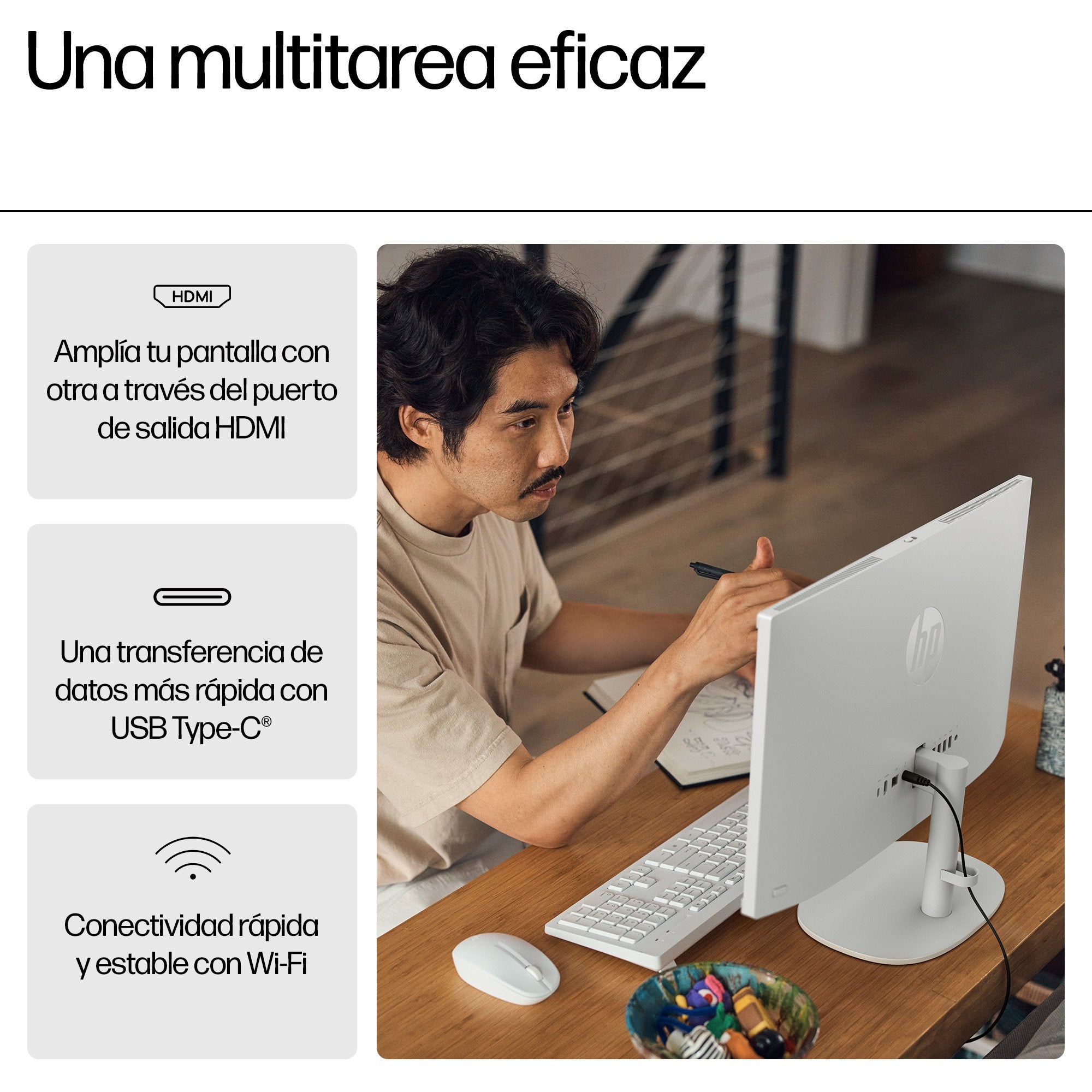 Pc All In One Hp 22-Dg0036ns Intel Core I3-N300 8gb 256gb Ssd 21.5' Sin Sistema Operativo