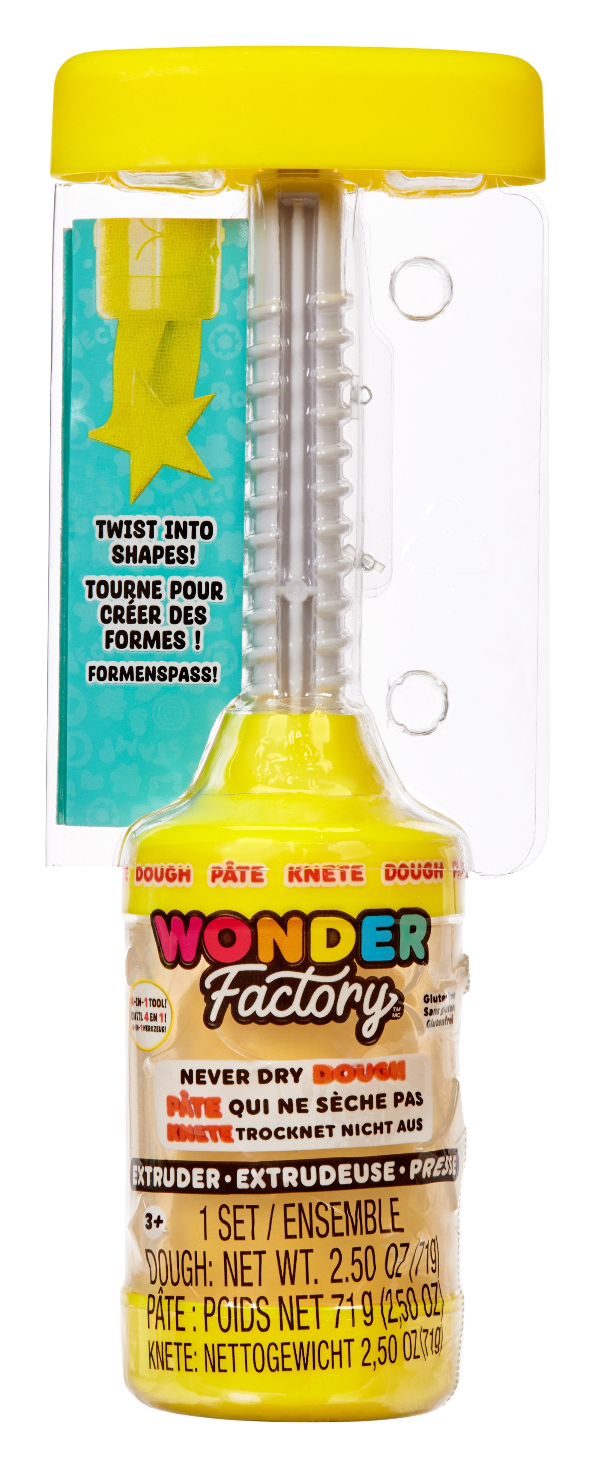 EAN 0035051532279 - MGA Entertainment Wonder Factory Never Dry Dough Extruder - Yellow Pasta para modelar 71 g Amarillo 1 pie imagen 4