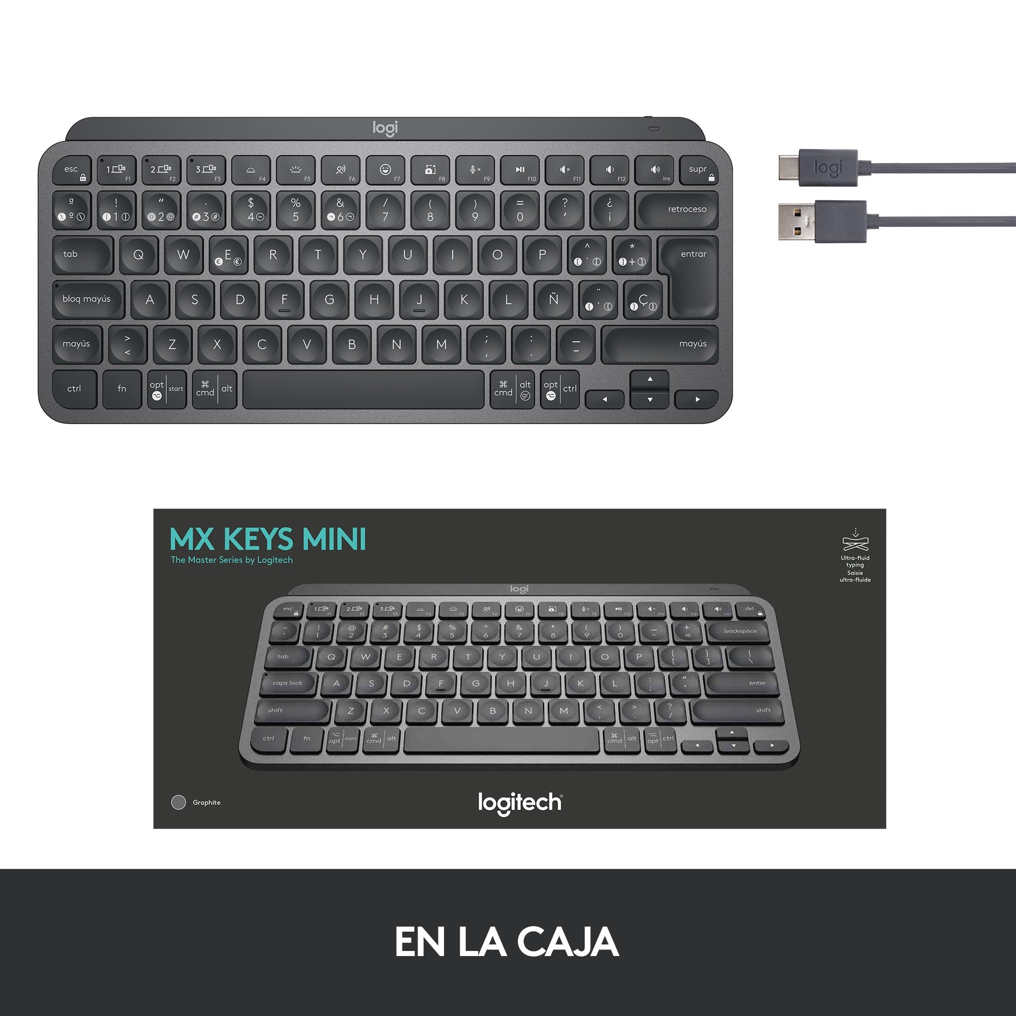 Teclado Español Logitech Mx Keys Mini Rf Wireless + Bluetooth Qwerty Grafito