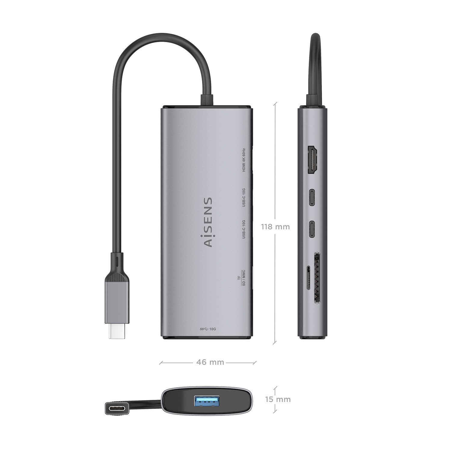 EAN 8435739903575 - AISENS ASUC-6P029-GR base para portátil y replicador de puertos Alámbrico USB 3.2 Gen 1 (3.1 Gen 1) Type- imagen 4