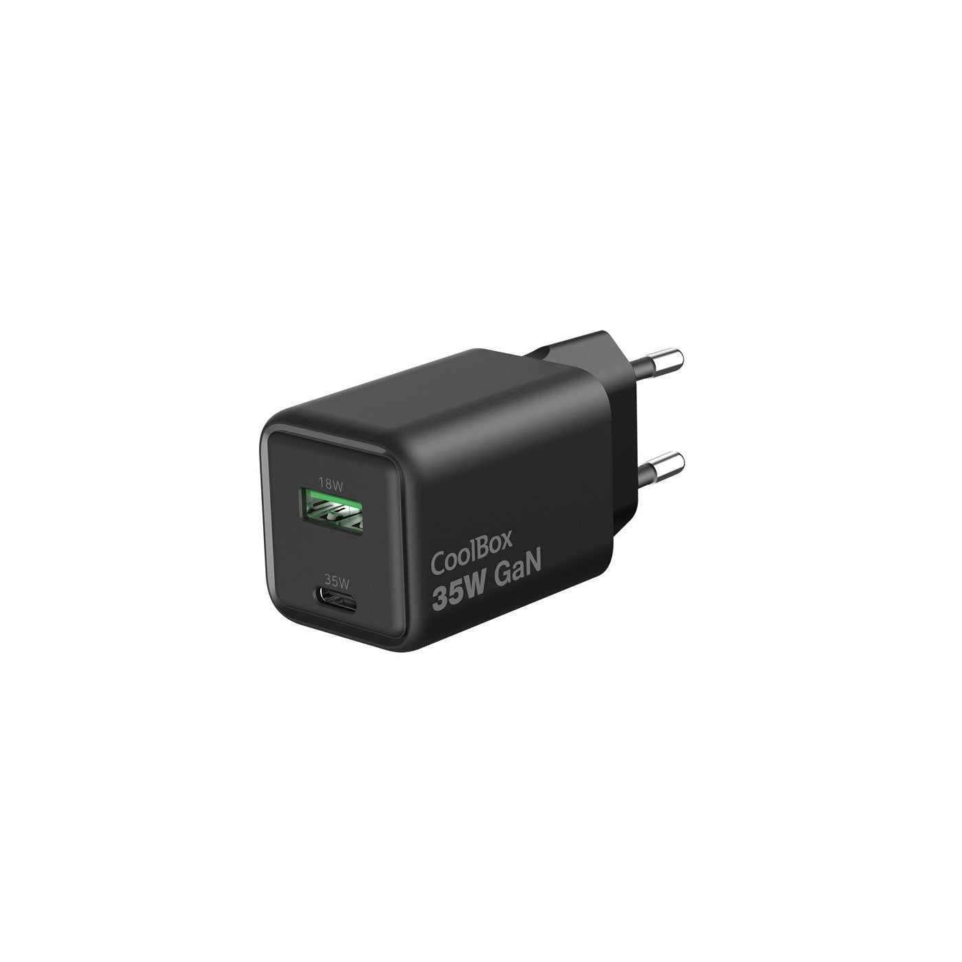 Coolbox Cargador Gan 35w - 1xusb-C - 1xusb-A - Carga Rapida 3.0 - Power Delivery - Negro